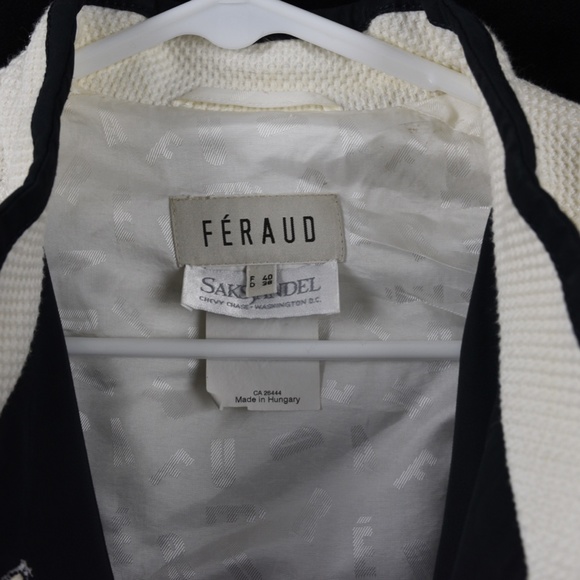 FÉRAUD White Jacket Black Trim Sz 10 (French 40) - Picture 2 of 5